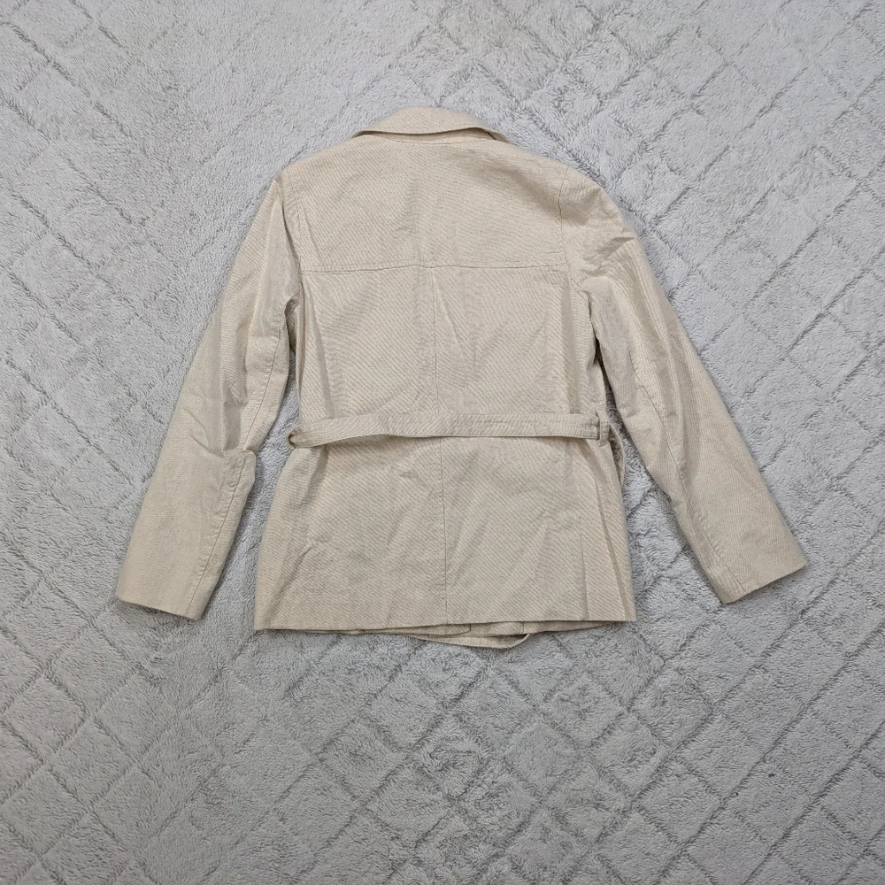 Madewell Jacket Women's XS Beige Natural Twill Cotton Linen Belted Blazer